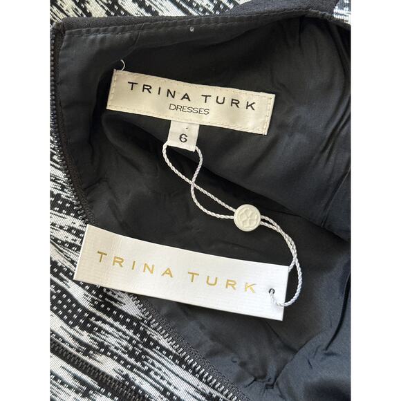 Trina Turk NWT Dress 6 Blane Black White Print Designer Business Luxury - Picture 7 of 12